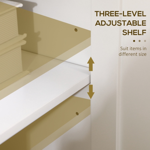 HOMCOM Sideboard Buffet Storage Cabinet, Coffee Bar Cabinet with Natural Wood Effect Top, 3 Doors and 2 Adjustable Shelves, White