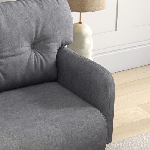 HOMCOM 58" Loveseat Sofa for Bedroom, Modern Love Seats Furniture, Upholstered 2 Seater Couch with 2 Tufted Back Cushion, Steel Frame and Beech Wood