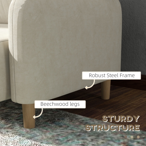 HOMCOM – Causeuse de 58 po pour chambre à coucher, causeuse moderne, canapé à 2 places avec dossier capitonné à 2 places, cadre en acier et