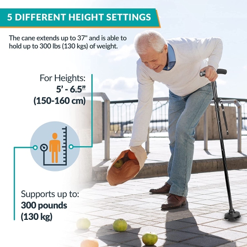 Canne de marche avec lampe à DEL - cannes et bâtons de marche pliables réglables de 37 po, cannes à mobilité quotidienne pliables avec pieds en
