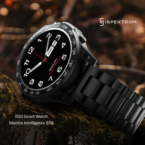 ISPEKTRUM  Is50 Smart Watch 1.43" HD Amoeld Screen Bluetooth Calls & Text Waterproof Multiple Sports & Fitness Tracker Heart Rate & Bp Monitor Works