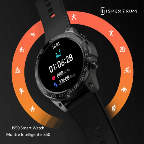 ISPEKTRUM iS50 Smart Watch 1.43" HD AMOELD Screen Bluetooth Calls & Text Waterproof Multiple Sports & Fitness Tracker Heart Rate & BP Monitor works
