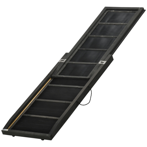 PAWHUT  Folding Dog Ramp, 65 Inches Portable Pet Ramp With Carry Handle, Non-Slip Rubber Ramp for Cars Trucks And Suvs In Black