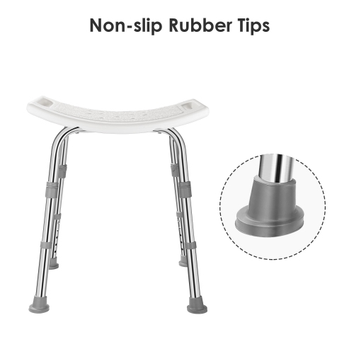 Adjustable Shower Chair with Non-Slip Seat and Feet, Bath Chair Bathtub Stool Seat with Aluminum Legs, Support to 220.5lbs