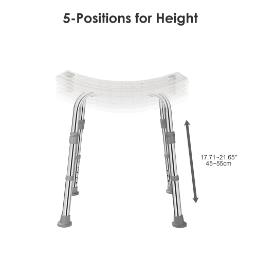 Adjustable Shower Chair with Non-Slip Seat and Feet, Bath Chair Bathtub Stool Seat with Aluminum Legs, Support to 220.5lbs