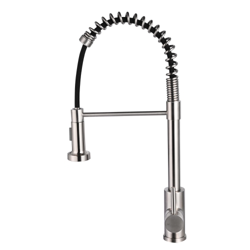 304 Stainless Steel Single-Handle Pull-Down Spring Sprayer Kitchen Sink Faucet, 360 Degree Rotation - LIVINGbasics®