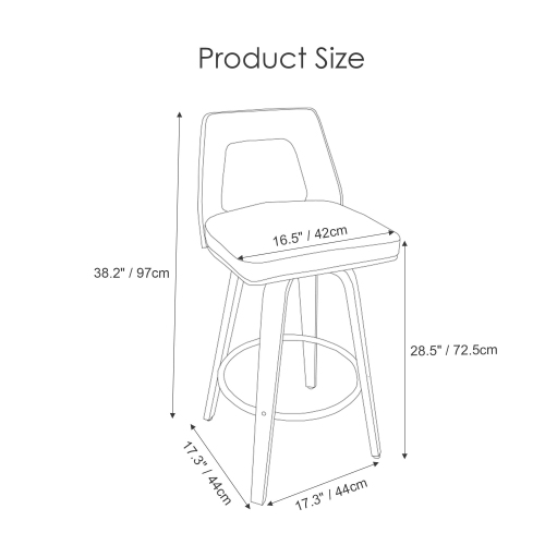 Ensemble de 2 tabourets de bar en bois rétro avec dossier et repose-pieds , tabourets de bar pivotants 360° pour salle à manger pour bar de cuisine