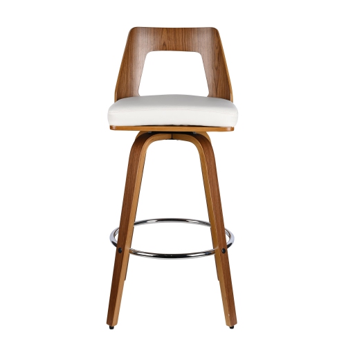 Ensemble de 2 tabourets de bar en bois rétro avec dossier et repose-pieds , tabourets de bar pivotants 360° pour salle à manger pour bar de cuisine