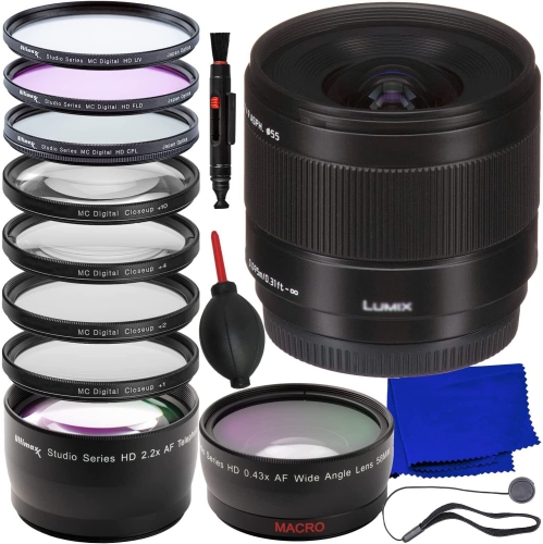 Panasonic Leica DG Summilux 9mm f/1.7 ASPH. Lens H-X09 - 14PC Accessory Bundle