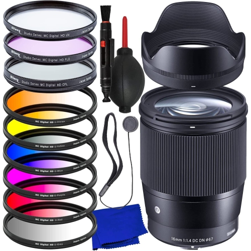 SIGMA  16MM F/1.4 Dc Dn Contemporary Lens for Sony E 402965 - 15PC Accessory Kit