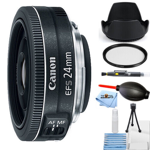 PIXEL HUB  Canon Ef-S 24MM F/2.8 Stm Lens 9522B002 + Uv Ultraviolet Filter Bundle