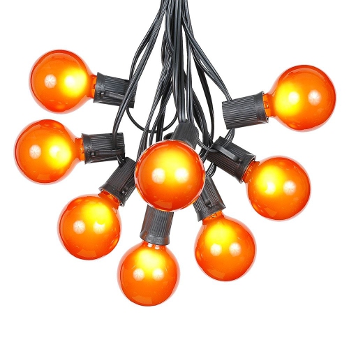 NOVELTY LIGHTS LLC  G50 Patio String Lights w 25 Clear Globe Bulbs – Outdoor String Lights – Market Bistro Café Hanging String Lights – Patio