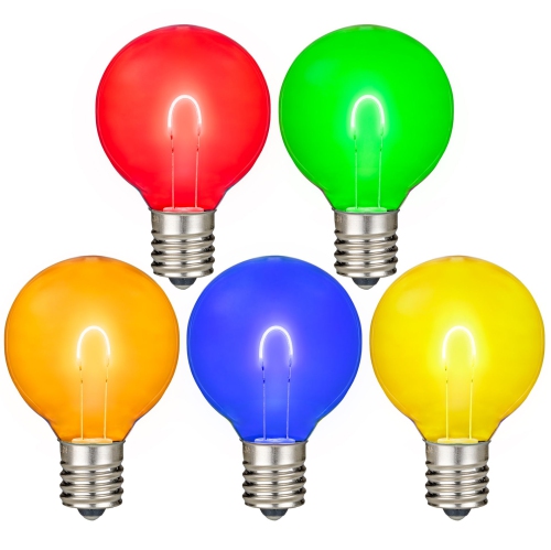 Novelty Lights 25 Pack G40 LED Light Bulbs, E12 C7 Candelabra Screw Base Shatterproof Outdoor String Lights Clear Globe Bulbs, Dimmable Edison Light