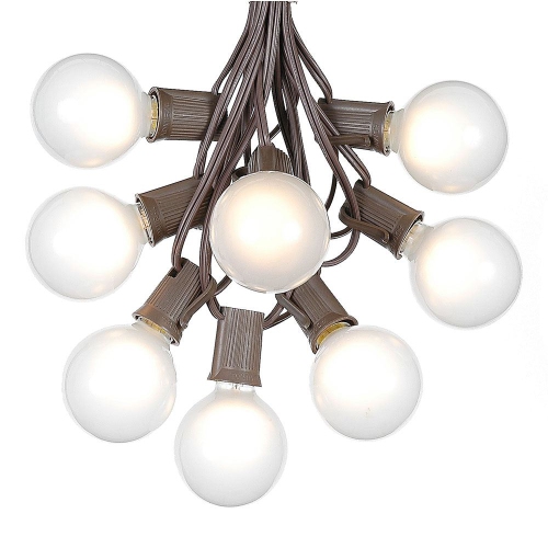 NOVELTY LIGHTS LLC  G50 Patio String Lights w 125 Clear Globe Bulbs – Outdoor String Lights – Market Bistro Café Hanging String Lights – Patio