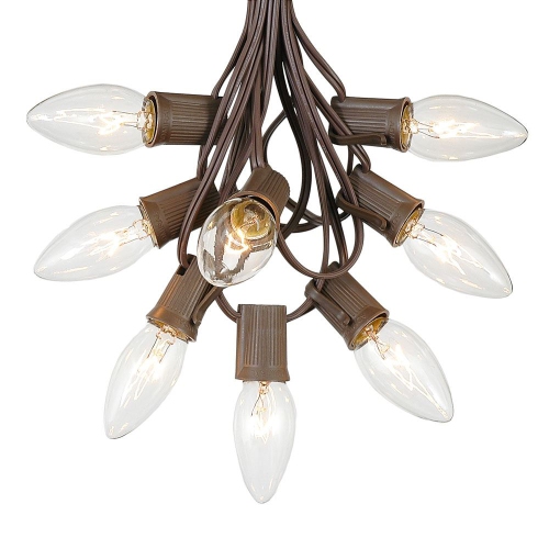 NOVELTY LIGHTS LLC  Novelty Lights 25 Foot C9 Twinkle Outdoor Patio Christmas String Light Set Wire, 25 Bulbs In Brown