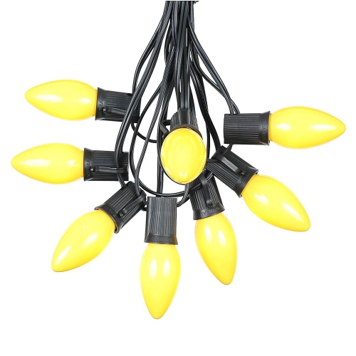 NOVELTY LIGHTS LLC  100 Foot C9 Ceramic Outdoor Christmas String Lights, Black Wire In Yellow