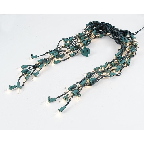 Novelty Lights 9 Foot Clear Outdoor Christmas Icicle Light Set, Green Wire, Medium Drop, 100 Light