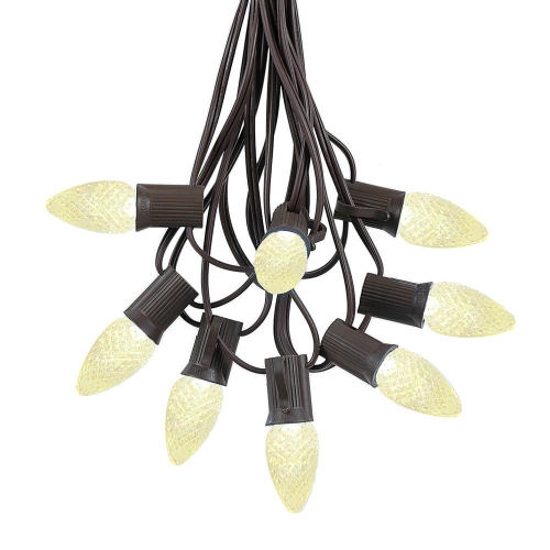 Novelty Lights 25 Foot C7 LED Outdoor Lighting Patio Christmas String Lights, Brown Wire, 25 Bulbs