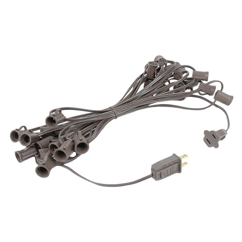 Novelty Lights 25 Foot C7 LED Outdoor Lighting Patio Christmas String Lights, Brown Wire, 25 Bulbs