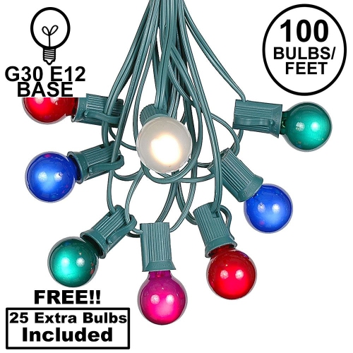 NOVELTY LIGHTS LLC  G30 Patio String Lights \w 125 Globe Bulbs - Garden Hanging String Lights - Vintage Backyard Patio Lights - Outdoor String Lights