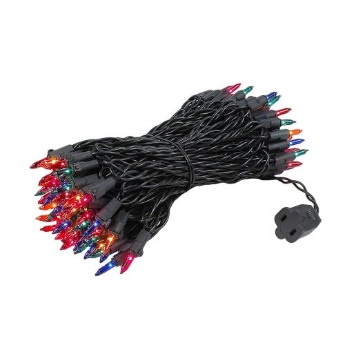 Novelty Lights 50 Feet 100 Bulbs Traditional Incandescent Mini Lights, Black Wire with 6" Spacing, Commercial Grade and UL Listed for Indoor/Outdoor