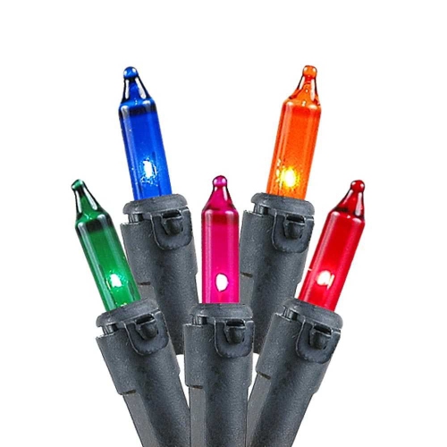Novelty Lights 50 Feet 100 Bulbs Traditional Incandescent Mini Lights, Black Wire with 6" Spacing, Commercial Grade and UL Listed for Indoor/Outdoor