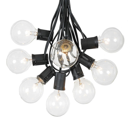 NOVELTY LIGHTS LLC  100 Foot G50 Outdoor Patio String Lights w 125 Clear Globe Bulbs – Indoor Outdoor String Lights – Market Bistro Café Hanging