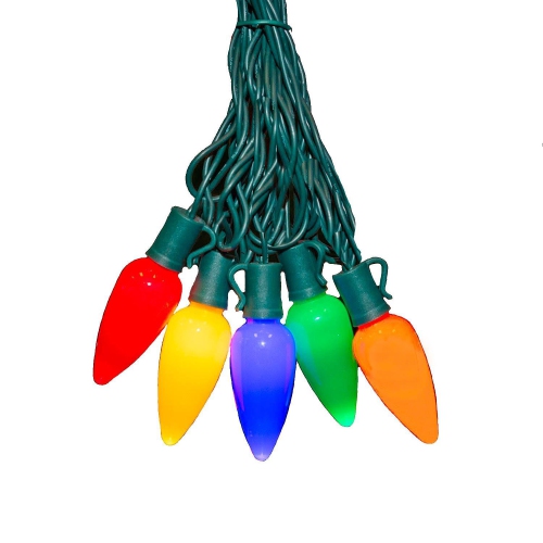 NOVELTY LIGHTS LLC  25 Foot C9 Ceramic Christmas String Light Set - Outdoor Christmas Light String - – Opaque Christmas Bulbs - Roofline Light
