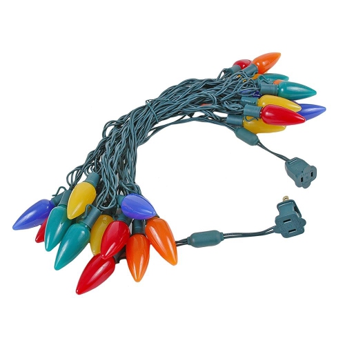 25 Foot C9 Ceramic Christmas String Light Set - Outdoor Christmas Light String - – Opaque Christmas Bulbs - Roofline Light String – Outdoor String