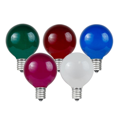 Novelty Lights 25 Pack G40 Outdoor Globe Replacement Bulbs, C7/E12 Candelabra Base, 5 Watt