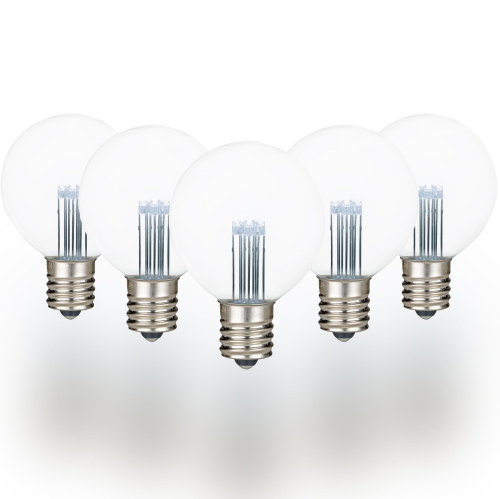 Novelty Lights G50 Glass LED Globe Bulbs, String Light Replacement Bulbs, E17 Intermediate Base, Energy Efficient Outdoor Patio Lighting