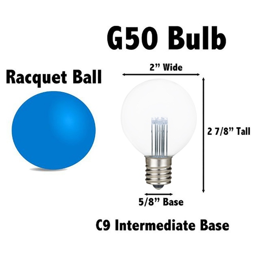 Novelty Lights G50 Glass LED Globe Bulbs, String Light Replacement Bulbs, E17 Intermediate Base, Energy Efficient Outdoor Patio Lighting
