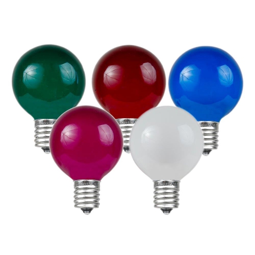 Novelty Lights 25 Pack G50 Outdoor Patio Globe Replacement Bulbs, E17/C9 Intermediate Base, 7 Watt