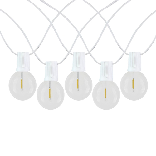 Novelty Lights G50 LED Patio String Light Sets, Warm White, Weather Resistant and Shatterproof Replaceable Plastic Globe Bulbs