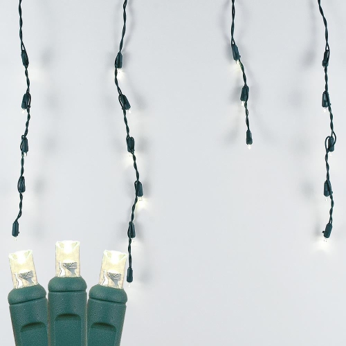 NOVELTY LIGHTS LLC  Novelty Lights Christmas Led Icicle Light Set, Warm White, Wide Angle 5MM Wire, 7.5' Long, 70 Light In Green