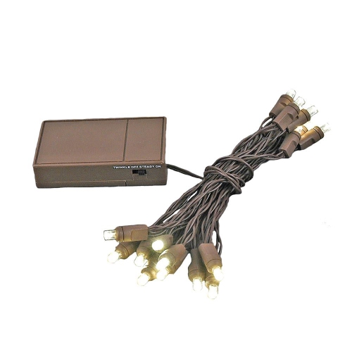 NOVELTY LIGHTS LLC  Novelty Lights Battery Operated Led Mini Lights 8 Feet, 20 Count Warm Fairy Lights On Brown Wire, On/off & Flashing Modes