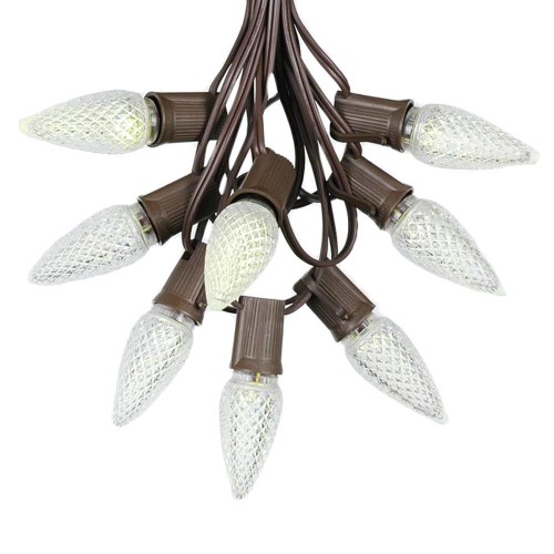 NOVELTY LIGHTS LLC  25 Foot C9 Led Outdoor Lighting Patio Christmas String Light Set Wire, 25 Bulbs In Brown