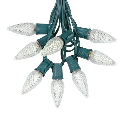 NOVELTY LIGHTS LLC  25 Foot C9 Led Outdoor Lighting Patio Christmas String Light Set Wire, 25 Bulbs In Green
