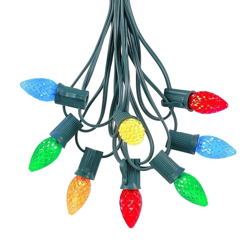 NOVELTY LIGHTS LLC  Novelty Lights 25 Foot C7 Led Outdoor Lighting Patio Christmas String Lights Wire, 25 Bulbs In Green