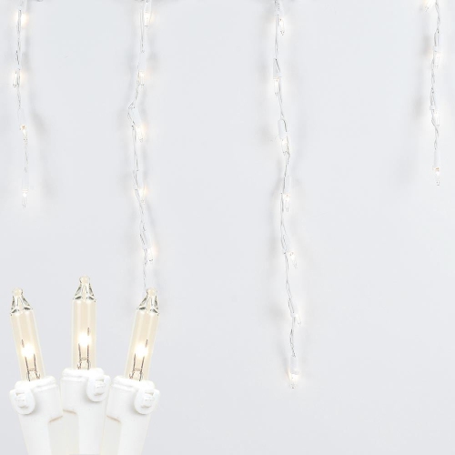 Novelty Lights 9 Foot Clear Outdoor Christmas Icicle Light Set, White Wire, Medium Drop, 100