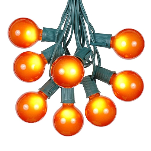 NOVELTY LIGHTS LLC  G50 Patio String Lights, 25 Globe Bulbs, Green Wire, 25 Feet In Orange