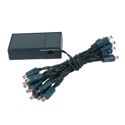 Novelty Lights Battery Operated LED Mini Lights 8 Feet, 20 Count Fairy Lights on Green Wire, On/Off & Flashing Modes, Indoor/Outdoor Use, 3x AA