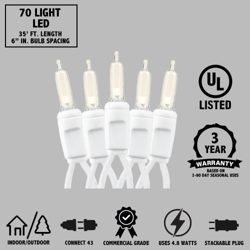 Lumières de Noël de style rétro T5 LED, guirlande de 70 mini-ampoules de 35 pi, éclairage intérieur/extérieur homologué UL pour arbres