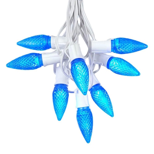 NOVELTY LIGHTS LLC  25 Foot C9 Led Outdoor Lighting Patio Christmas String Light Set Wire, 25 Bulbs In White