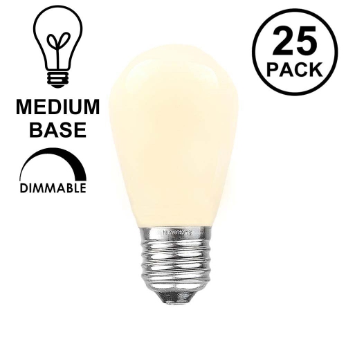 Novelty Lights 25 Pack S14 Outdoor Patio Edison Replacement Bulbs, E26 Medium Base, 11 Watt