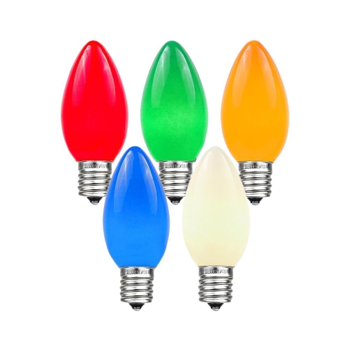 NOVELTY LIGHTS LLC  Novelty Lights Ceramic Christmas Replacement Bulbs, C7 E12 Base, 25 Pack