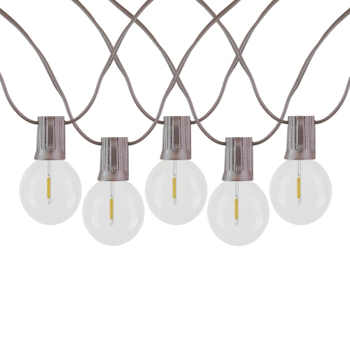Novelty Lights G40 LED Patio String Light Sets, Warm White, Weather Resistant and Shatterproof Replaceable Plastic Globe Bulbs