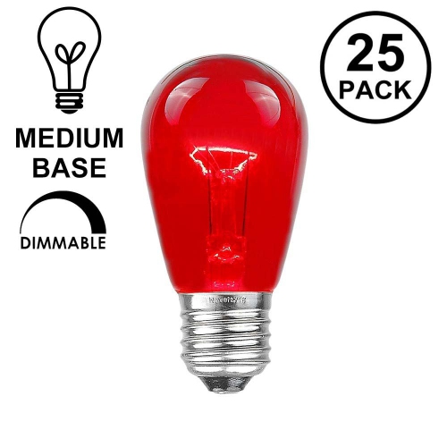 Novelty Lights 25 Pack S14 Outdoor Patio Edison Replacement Bulbs, E26 Medium Base, 11 Watt
