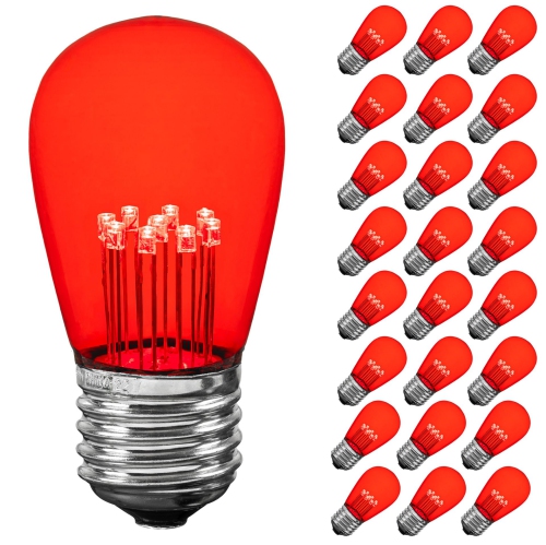 Novelty Lights LED S14 Outdoor Patio Edison Replacement Bulbs, E26 Medium Base, 1 Watt