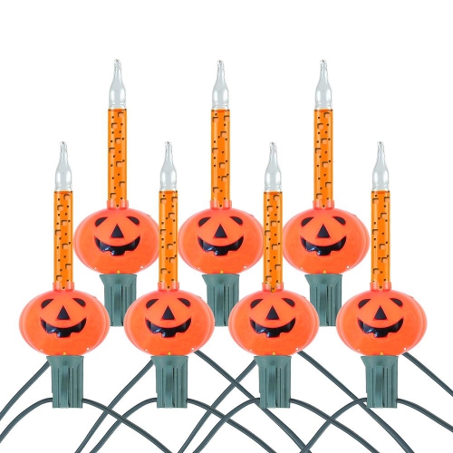 Novelty Lights Pumpkin Bubble Lights, Orange Liquid with Jack-O-Lantern Base, Halloween Bulbs with Flowing Liquid, 5 Watts Each, C7/E12 Base